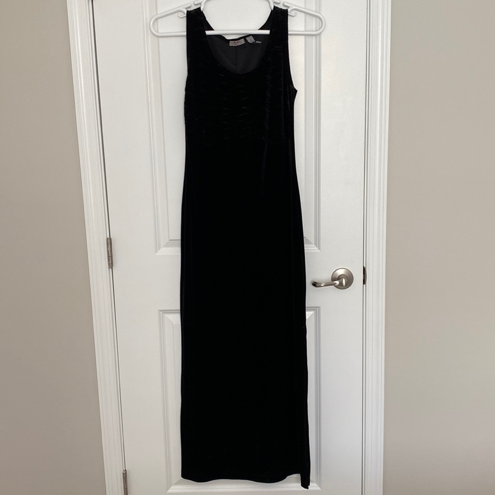 Cement Sleeveless Tank Velvet Maxi Dress